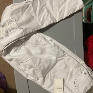 Judy Blues - White lace patch skinny jeans!